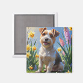Aimant Biewer Terrier Fleurs de printemps de chien Peintu (Recto/Verso)