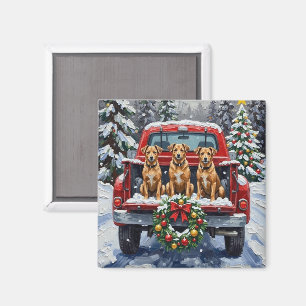 Aimant Biewer Terrier Noël Camion Rouge Fêtes