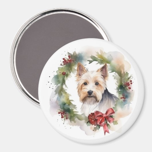 Aimant Biewer Terrier Noël Wreath Festive Pup (Recto/Verso)