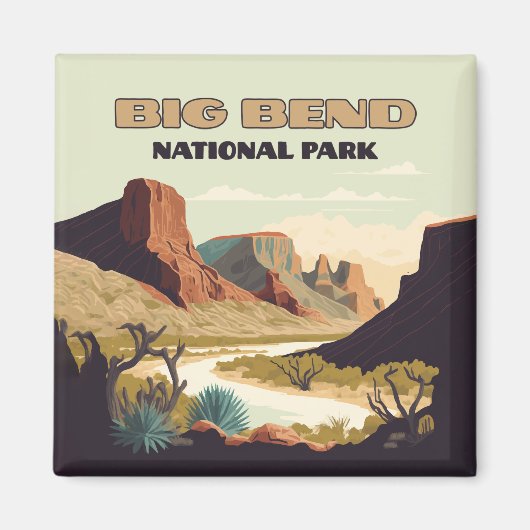 Aimant Big Bend National Park Texas Retro Travel (Devant)