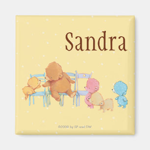 Aimant Big Brown Bear & Friends partagent quatre chaises