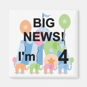 Aimant Big News Circus 4th Birthday T-shirts et cadeaux