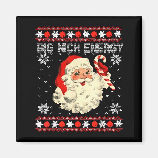 Aimant Big Nick Energy Funny Santa Ugly Christmas Sweater (Devant)