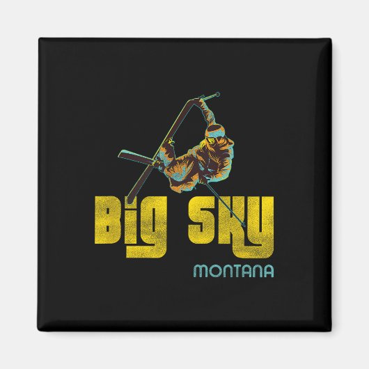 Aimant Big Sky Montana Ski Vintage (Devant)