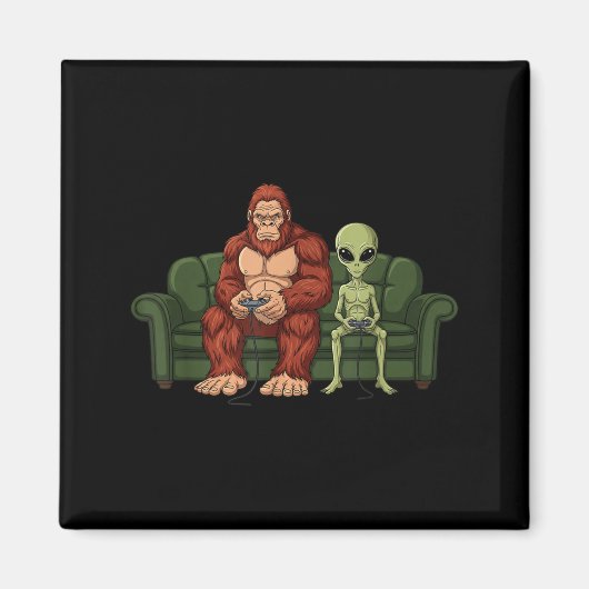 Aimant Bigfoot Alien Video Games Gaming Sasquatch Ufo Men (Devant)