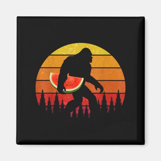 Aimant Bigfoot Drôle Avec Tranche De Pastèque Melon Été (Devant)