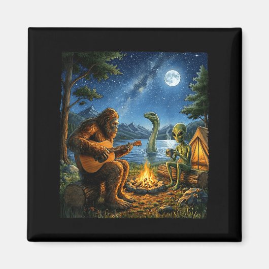 Aimant Bigfoot et Alien Loch Ness Feu de camp Sasquatch A (Devant)