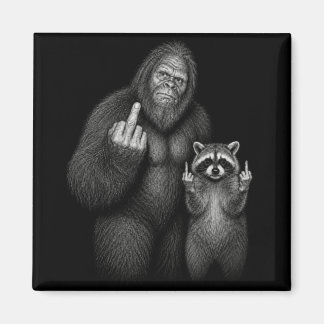 Aimant Bigfoot et Raton Laveur Doigt Du Milieu