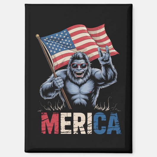 Aimant Bigfoot Merica Rock drapeau américain patriotique (Recto)