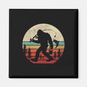 Aimant Bigfoot pêche drôle rétro Sasquatch papa hommes en