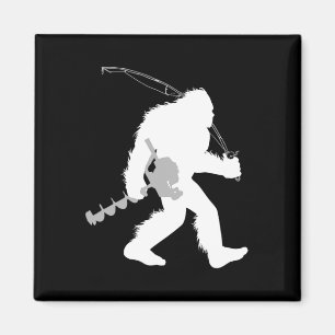 Aimant Bigfoot Pêche Glace Yeti Pêcheur Avec Forage Un