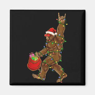 Aimant Bigfoot Père Noël Lumières de Noël Rock Drôle Sasq