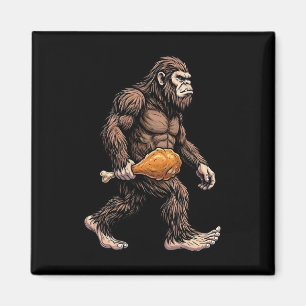 Aimant Bigfoot portant un pilon de poulet amoureux de Sas