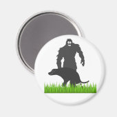 Aimant Bigfoot promenant son chien (Recto/Verso)
