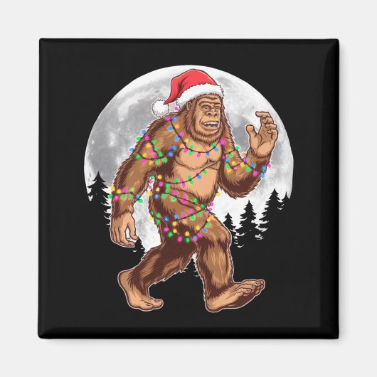 Aimant Bigfoot Santa Christmas Tree Lights Xmas Sasquatch (Devant)
