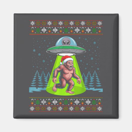 Aimant Bigfoot Santa Ufo Sasquatch Funny Ugly Christmas S (Devant)