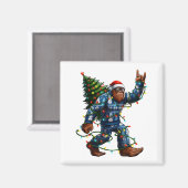 Aimant Bigfoot Sasquatch Christmas Tree Santa Hat Lights  (Recto/Verso)