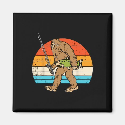 Aimant Bigfoot Sasquatch Pêche Retro Pêcheur Hommes Femme (Devant)