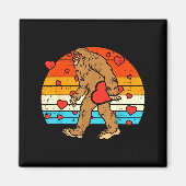 Aimant Bigfoot Sasquatch Retro Heart Funny Valentines Day (Devant)