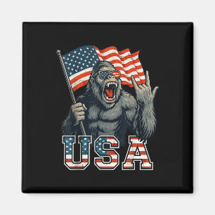 Aimant Bigfoot Usa Sasquatch 4 juillet Drapeau Américain 