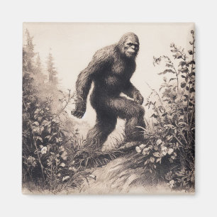 Aimant Bigfoot Vintage Illustration Folklore