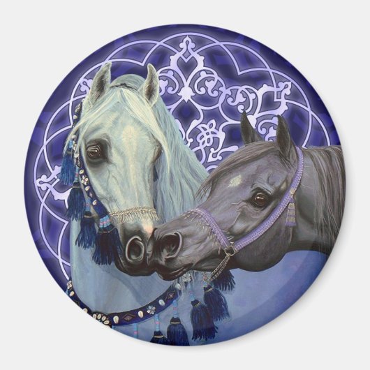 Aimant Bijoux du désert Chevaux arabes autour de l'aimant (Devant)