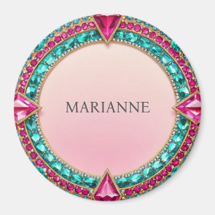 Aimant Bijoux rose et turquoise