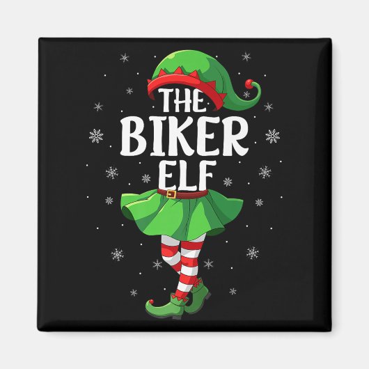 Aimant Biker Elf Christmas Girls Women Elf Squad Xmas Fam (Devant)