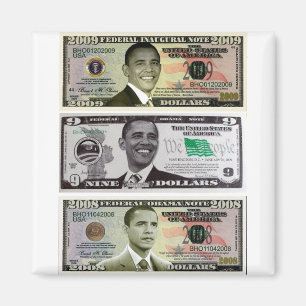 Aimant billet d'un dollar obama 9