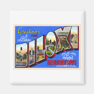 Aimant Biloxi Mississippi Vintage Grande Lettre Carte pos
