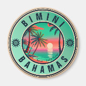 Aimant Bimini Bahamas Retro Sunset Travel Souvenir 1950 (Devant)
