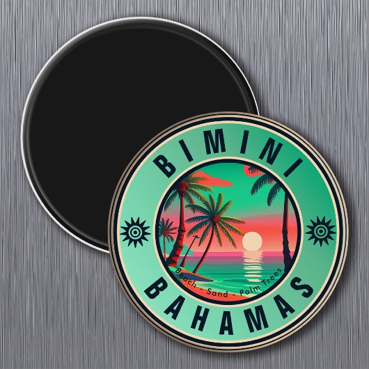 Aimant Bimini Bahamas Retro Sunset Travel Souvenir 1950