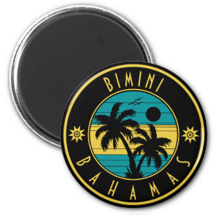 Aimant Bimini Island Bahamas Rétro Palm Tree Souvenirs