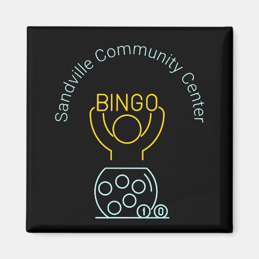 Aimant Bingo Night Neon Line Art Customizable (Devant)