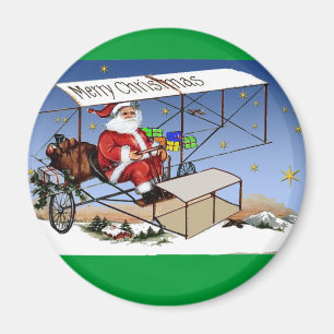 Aimant Biplan vintage frais le père noël