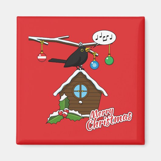 Aimant Bird House Joyeux Noël (Devant)