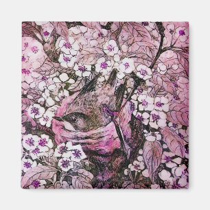 Aimant BIRD NEST, blanc rouge rose violet