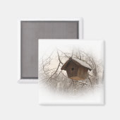 Aimant Birdhouse d'hiver (Recto/Verso)