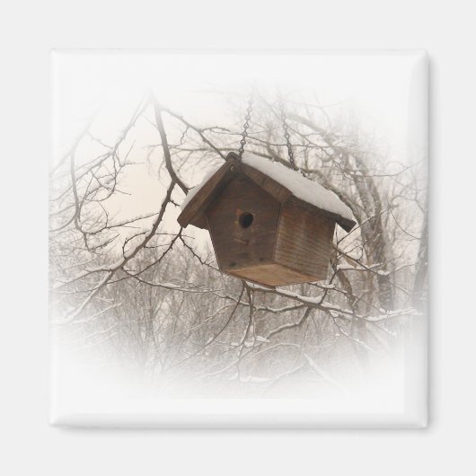 Aimant Birdhouse d'hiver (Devant)