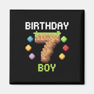 Aimant Birthday Boy C'est mon 7e anniversaire Gamer Pixel