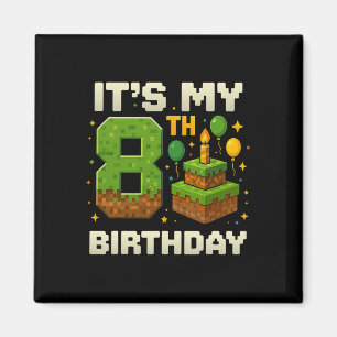Aimant Birthday Boy C'est mon 8e anniversaire Gamer Pixel