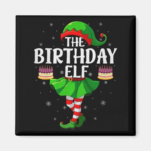 Aimant Birthday Elf Christmas Girls Women Elf Squad Xmas (Devant)