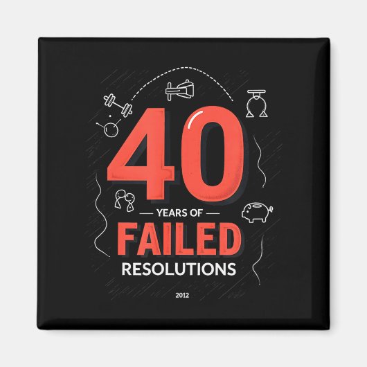 Aimant Birthday Gift_ 40 Years Of Failed Resolutions Humo (Devant)