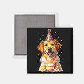 Aimant Birthday Golden Retriever, Party Dog (Recto/Verso)