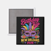 Aimant Birthday Trip New Orleans 2026 Matching Mardi Gras (Recto/Verso)