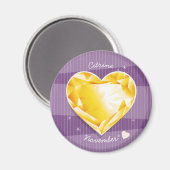 Aimant Birthstone Novembre Citrine Golden yellow Heart (Recto/Verso)
