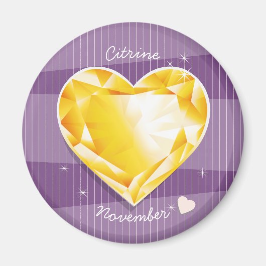 Aimant Birthstone Novembre Citrine Golden yellow Heart (Devant)