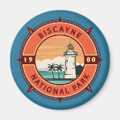 Aimant Biscayne National Park Retro Compass Emblem (Devant)