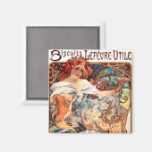 Aimant Biscuits Lefevre Utile, Mucha (Recto/Verso)