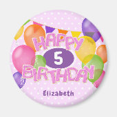 Aimant biscuits rose gelé avec ballons heureux anniversai (Devant)